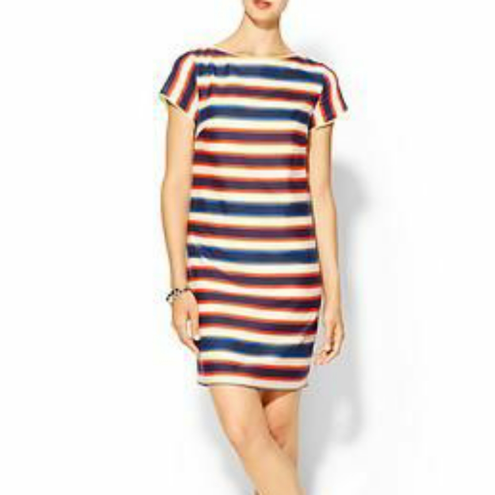 Pim + Larken Striped Shift Dress Short Sleeve Mini Size Small